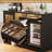 BROTTAR Large Coffee Bar Cabinet with Fridge (Fridge Included) Liquor Wine Bar Cabinet with LED Lights, Glass Holder, Wine Rack, Human Body Sensor, Buffet Sideboard for Home, Black