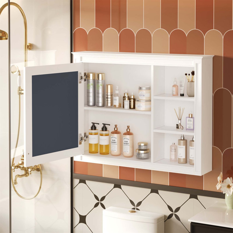 Armoire à pharmacie murale 36 po x 28 po avec miroir et tablette réglable, solution de rangement moderne pour salle de bain