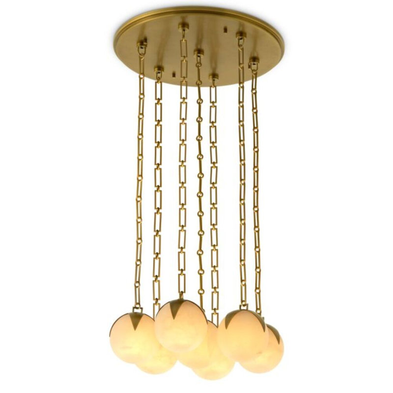 CDJ Chandelier Alesa antique brass finish alabaster, 86.62" H x 19.69" W x 19.69" D, 7