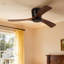Ventilateur de plafond encastré à 3 pales de 42 po avec télécommande, moteur à courant continu réversible, 6 vitesses, noir -1852222434