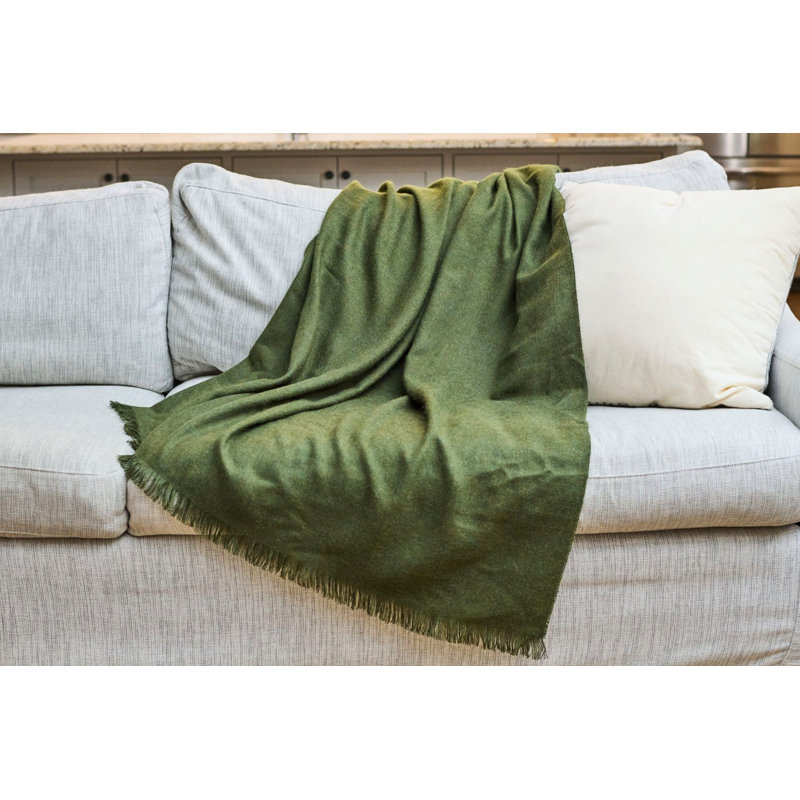 Jeté 100% laine d'alpaga - Vert olive, Green