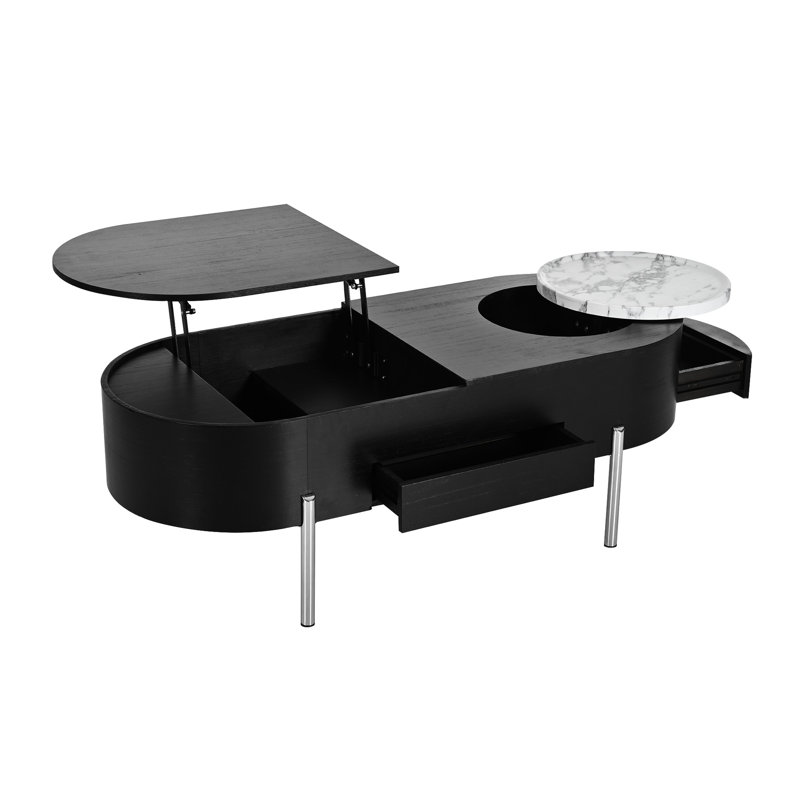 Table basse à plateau relevable de 47,2 po avec levage hydraulique, compartiments cachés pour les techniques d'utilisation de l'espace