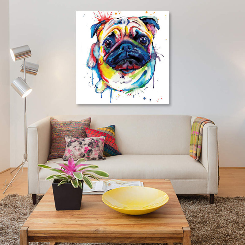 Pug II by Weekday Best - Wrapped Canvas Painting, 66.04 cm H x 66.04 cm W x 3.175 cm D