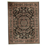 Hand Knotted Wool Oriental Area Rug in Black