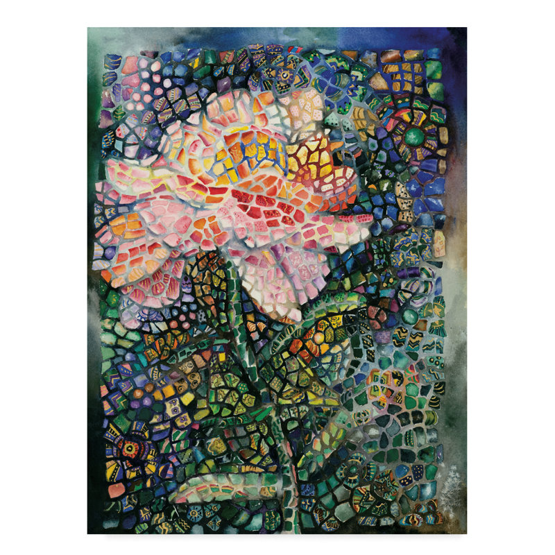 « mosaic fleur », reproduction de peinture à l’acrylique sur toile tendue, H 32 po x l 24 po x P 2 po