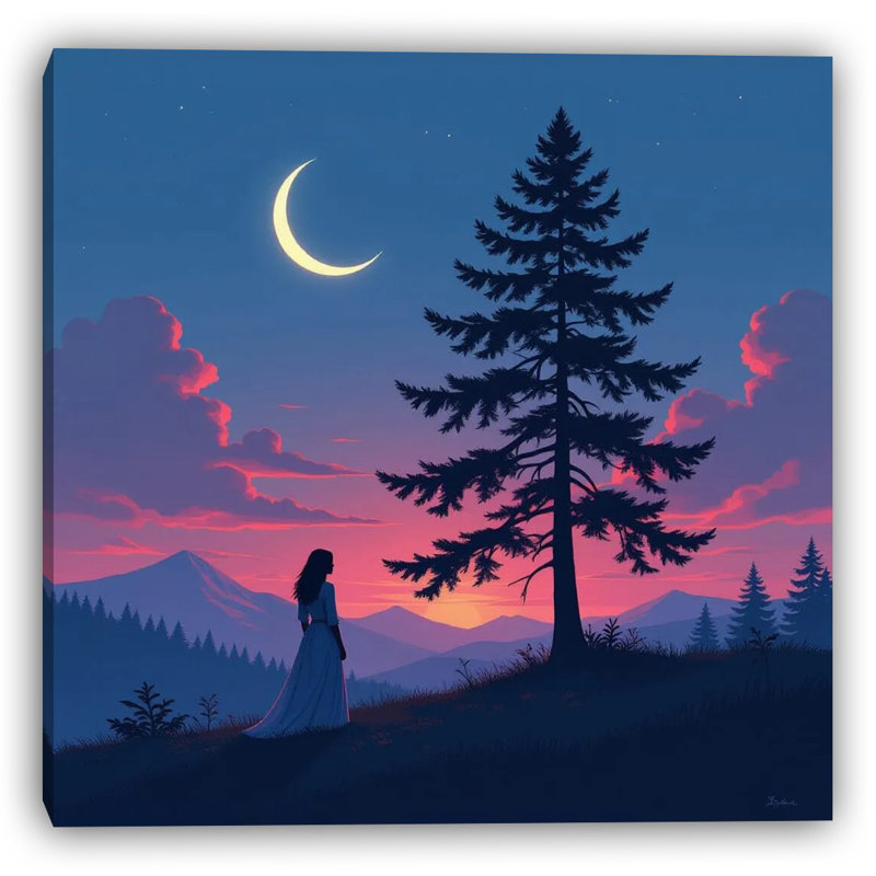 Art mural sur toile Twilight Moon and Pine