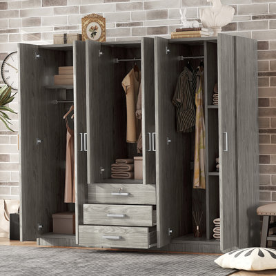 Armoire de chambre à coucher avec 6 grands tiroirs Joelle, gris