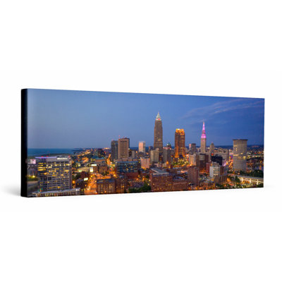 Cleveland Skyline from the Flats — Panoramic Canvas Wall Art