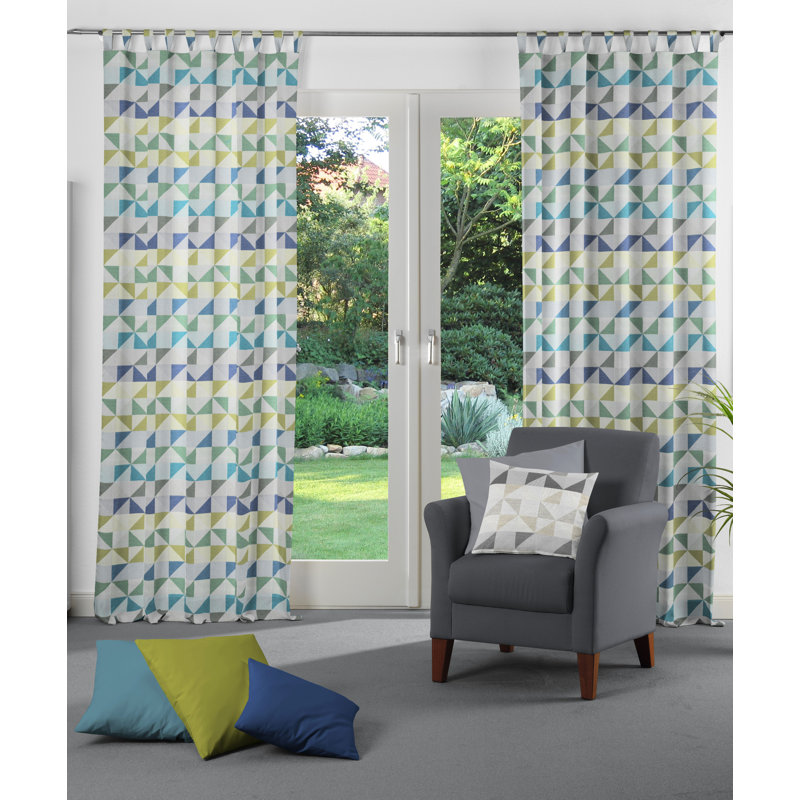 Gareth Room Darkening Curtain, Blue/Green, 132cm Width x 175cm Drop