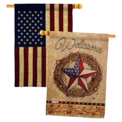 Drapeau de maison en polyester 28 po x 40 po Welcome American Pride