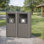 Poubelle d'extérieur 42 gallons double style grain de bois avec double couvercle