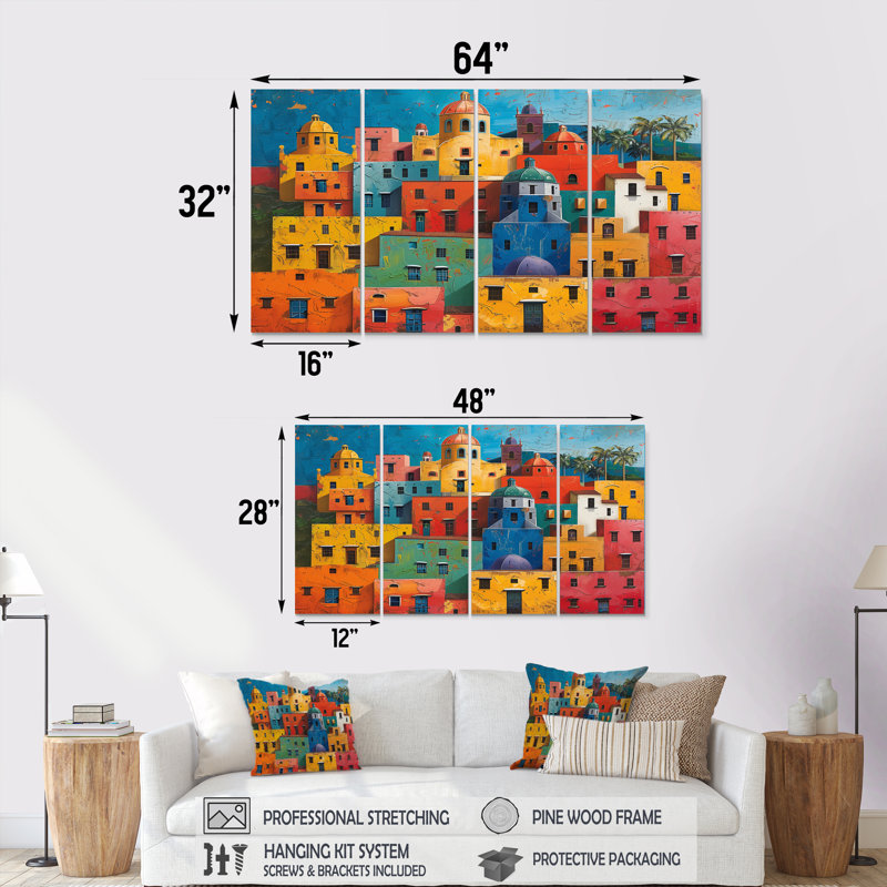 Ensemble de maisons coloniales cubaines dans la ville II - Bâtiments de la ville, H 32 po x l 64 po