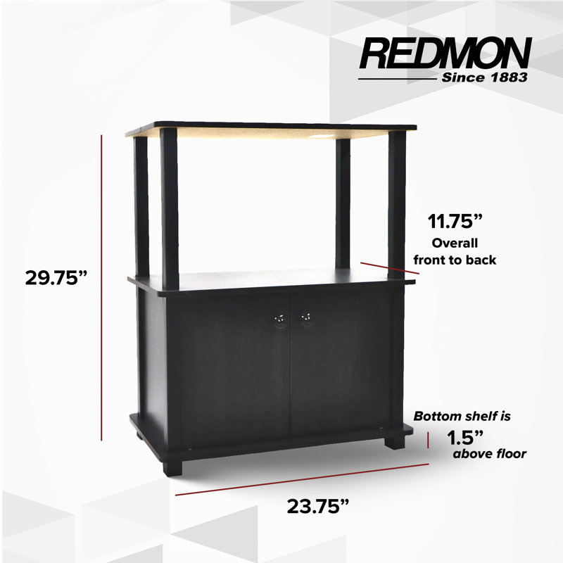 Armoire de rangement autoportante à 3 tablettes et 2 portes Redmon, grain de bois espresso