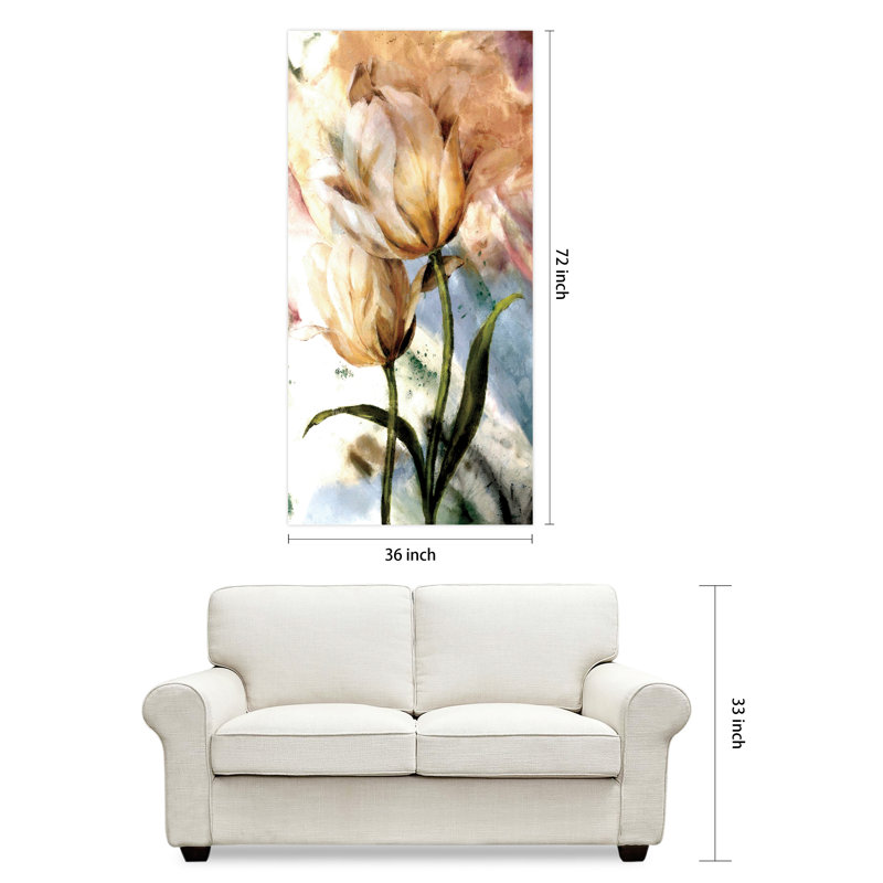 «Pastel Fleur I», art mural en verre trempé inversé sans cadre