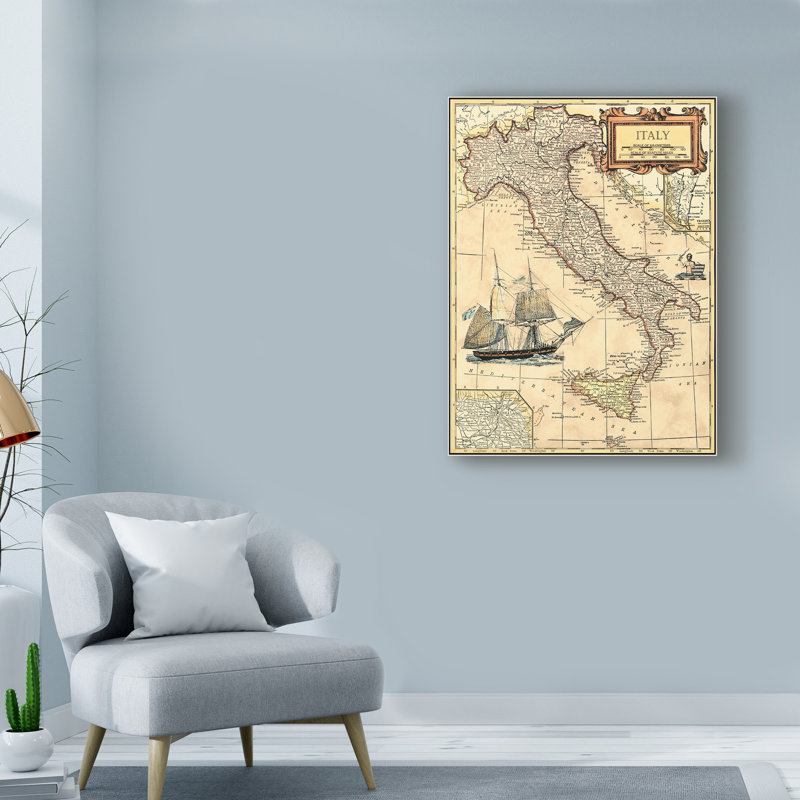 «Italy Map» par Vision Studio - impression sur toile tendue, H 24 po x l 18 po x P 2 po