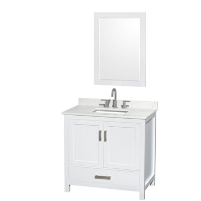 Sheffield 36" Freestanding Single Bathroom Vanity with Quartz Top with 24" Mirror