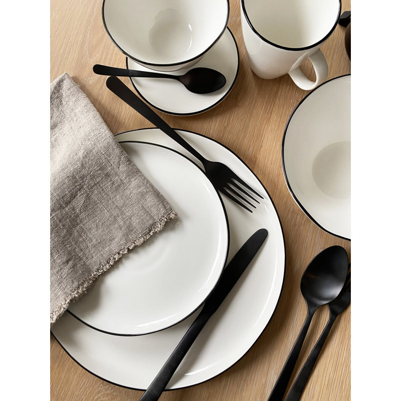 Bol à pâtes en porcelaine 20 oz Canvas Home, Noir