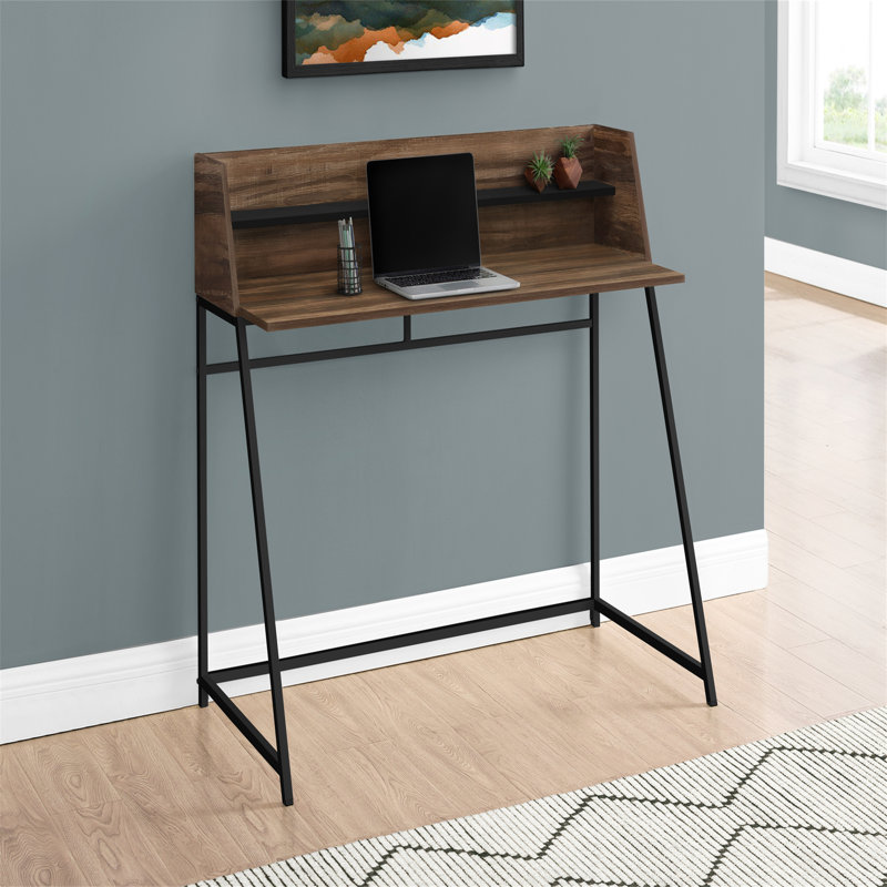 Bureau d'ordinateur, bureau personnel, ordinateur portable, tablettes de rangement, L 48 po, travail, stratifié, métal, Brun