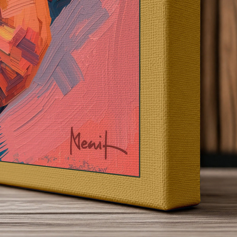 Pomegranates in Float Modern - Wrapped Canvas, 24x16 - 61.0 x 40.6 cm, Ochre Border