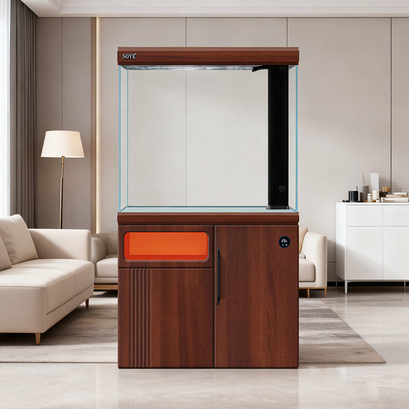 Aquarium intelligent en verre ultra transparent écologique, 29,91 gallons (H 59,06 po x l 23,62 po x P 14,17 p, Brun