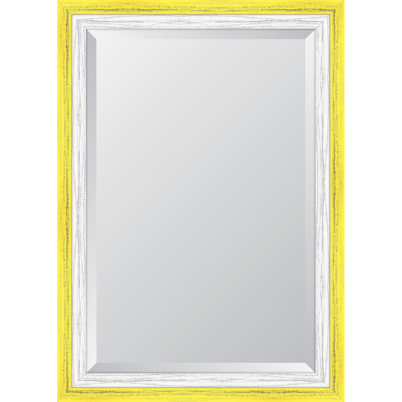 Brodnax Wood Flat Wall Mirror, 42" H x 30" W, Yellow