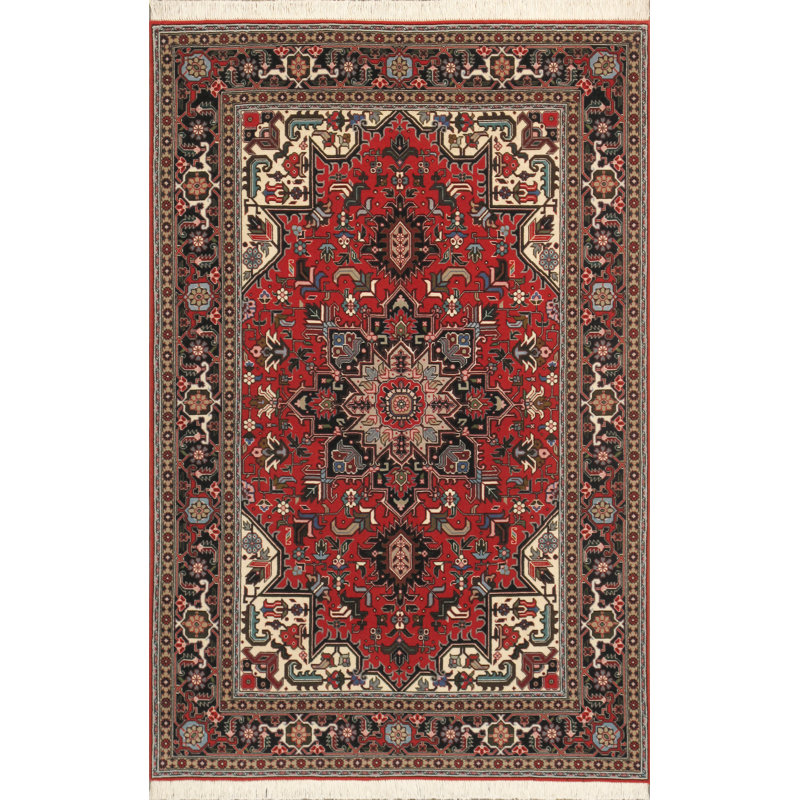 Heriz Hand Knotted Wool Oriental Area Rug in Rust/Red