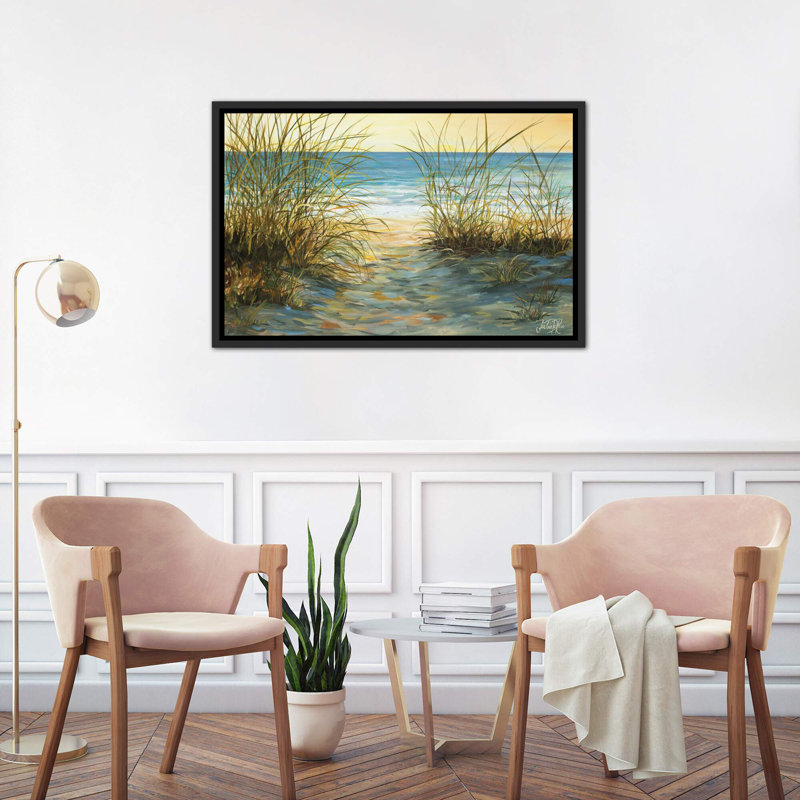 « cannon beach » par julie derice-reproduction d’art sur, H 18 po x l 26 po x P 1,5 po, Toile avec cadre noir patiné