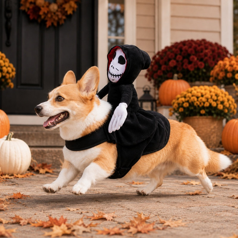 Déguisement de squelette d'Halloween pour chien, 12,6 x 11 pouces