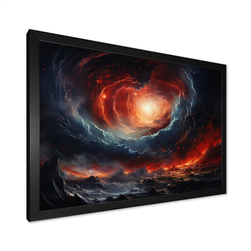 Rêves de galaxie astronomique orange gris, H 16 po x l 32 po x P 1 po, Cadre photo noir