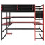 Lit mezzanine en bois avec bureau, support de rangement latéral, tablettes multiples et lumière RVB-1181281603-1181281629