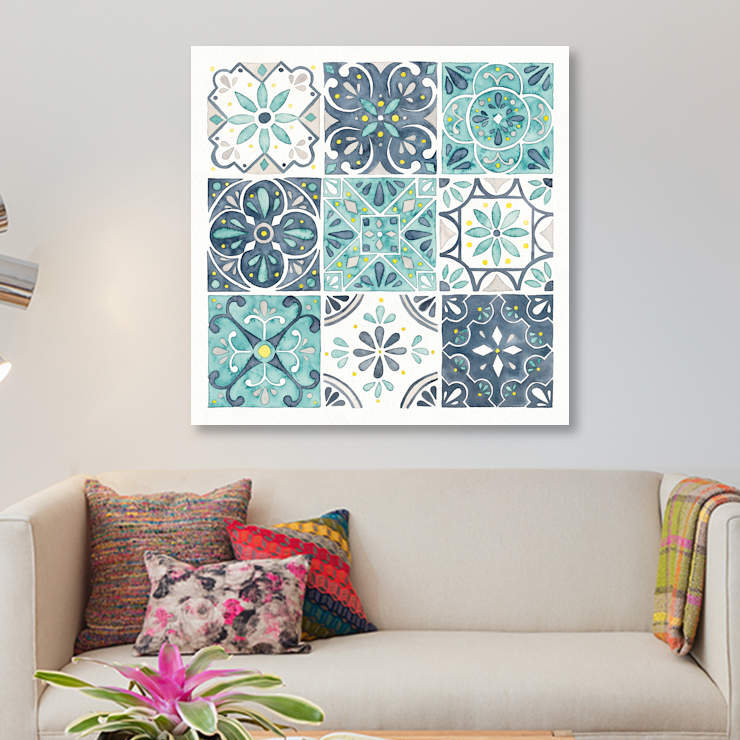 « jardin escapade pattern i » par laura marshall, reproduction d’impression sur toile tendue, H 12 po x l 12 po x P 1,5 po