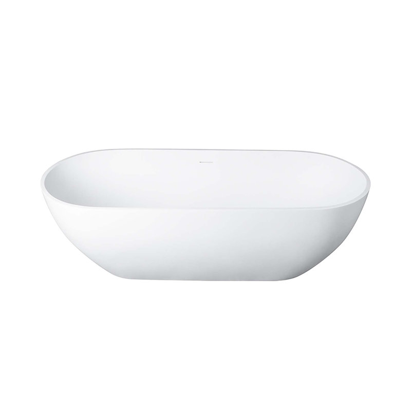 Baignoire autoportante de luxe à surface solide fabriquée à la main avec trop-plein et bonde escamotable