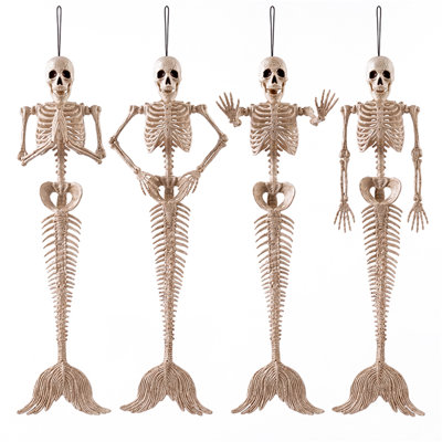 Mermaid Skeleton Hanging Plastic Bones Halloween Decorations