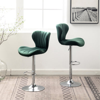 Upholstered Swivel In , Of 2 With A Comfortable Back And Gas-lift Height Adjustment - Bucket Seat, 360° Swivel, Adjustable Height, Stylish Vertical Lines