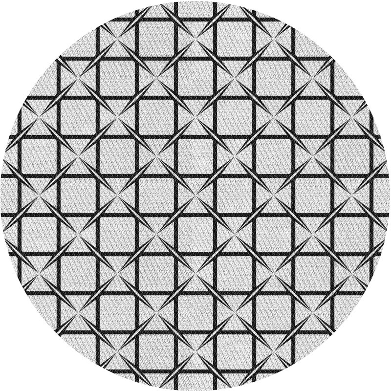 Tapis gris/crème tissé à la machine, Rond 7 pi