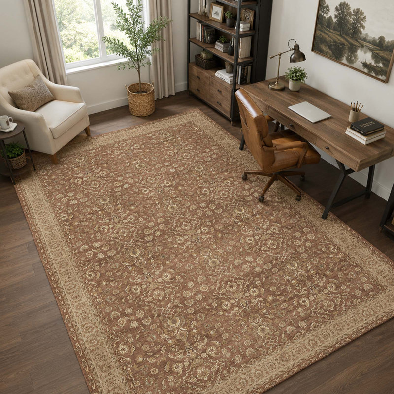 Tapis lavable à imprimé rétro avec motif à poils courts et antidérapant