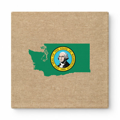Washington State Flag Map — Square Canvas Wall Art