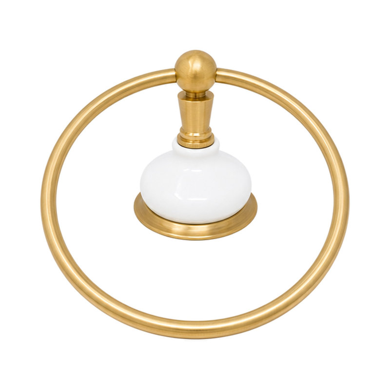 Anneau porte-serviettes mural en porcelaine Columbia, laiton massif et quincaillerie de fixation par Strom Living