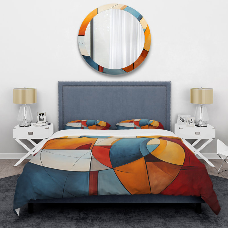 Ensemble de housse de couette en microfibre / polyester Cubism, Housse de couette simple + 1 taie décorative stan
