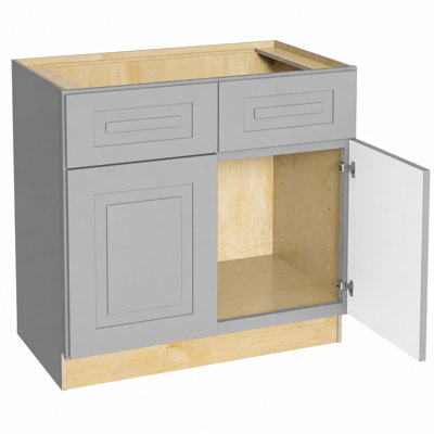 Gallery Express Ellison Plywood Assembled 33 in W X 24 in D X 34.5 in H Sink Base Kitchen Cabinet with Soft Close in Cloud
