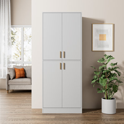 Boscombe 71" H Kitchen Pantry Cabinet with 4 Doors and 2 Adjustable Shelves, Classic Kitchen Storage Cabinet for Dining Room, Living Room