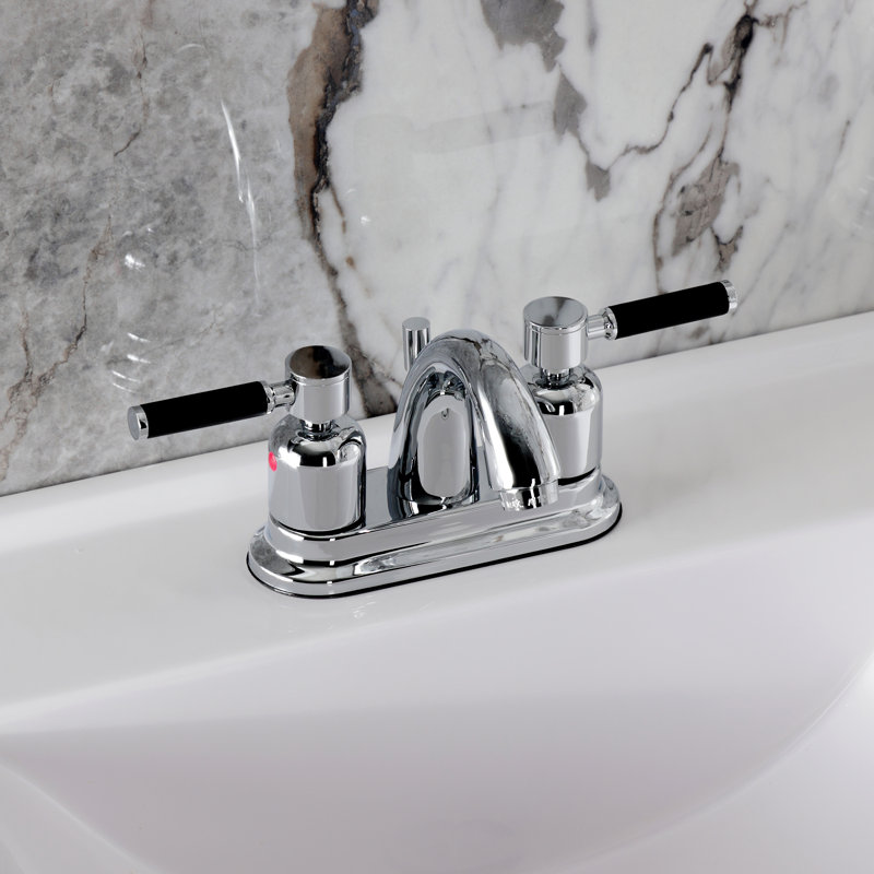 Robinet de salle de bain central à 4 poignées à 3 trous à fixation sur le comptoir avec poignée escamotable en plastique Kingston