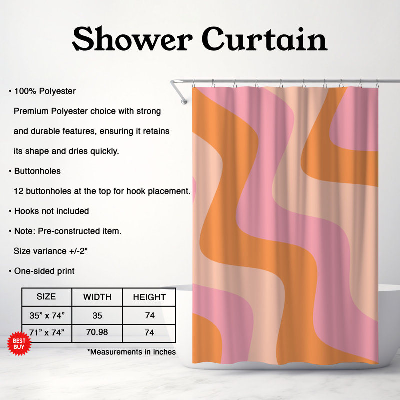 Rideau de douche Retro Groovy - Premium, H 74 po x l 71 po