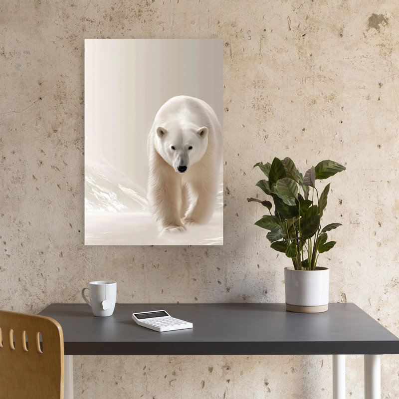 Ours polaire majestueux, paisible, serein, paysage abstrait, art mural, H 18 po x l 12 po