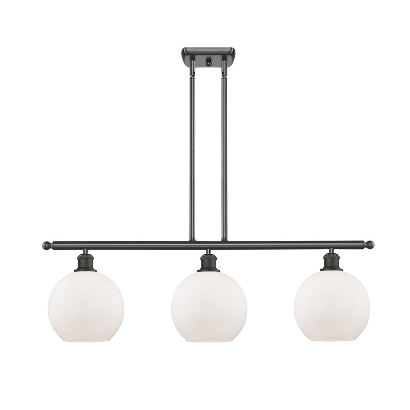 Baptista 3 - Light Kitchen Island Pendant, No Bulb Included, Oil Rubbed Bronze, Cased Matte White