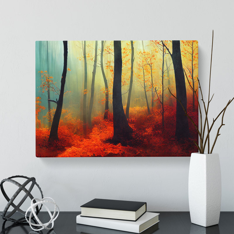 Pleasant Autumn Forest - Wrapped Canvas, 35cm H x 50cm W x 3cm D