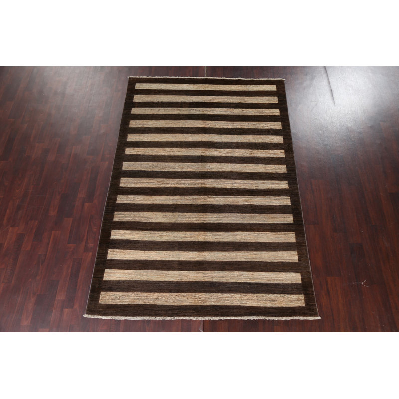 Tapis oriental rayé Gabbeh 6 x 9