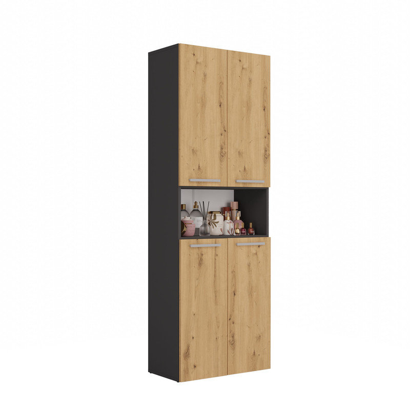 MDF/Chipboard Linen Cabinet, Brown/Grey