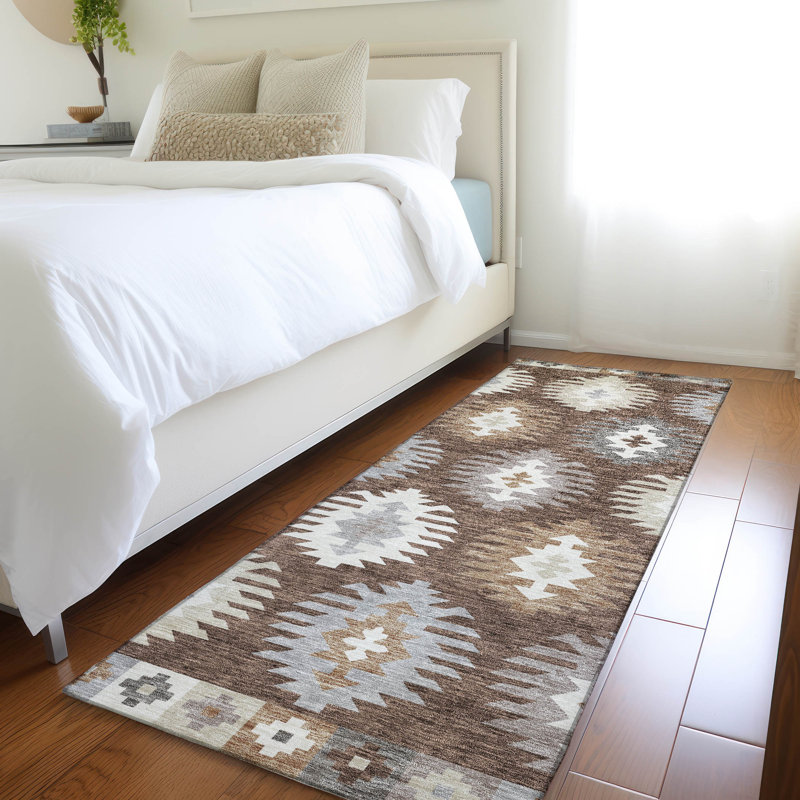 Premium Machine Washable Prisco Brown Rug, Runner 2'3" x 7'6"