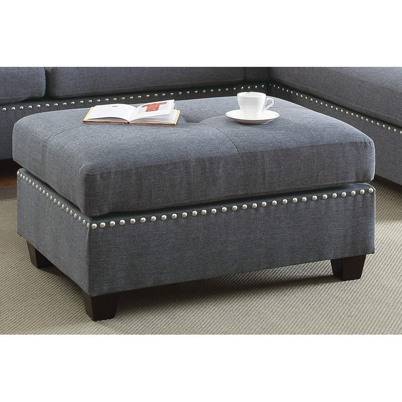 Canapé et méridienne réversible avec repose-pieds Ridwan, Mélange de polyester gris, L 104 po x P 75 po